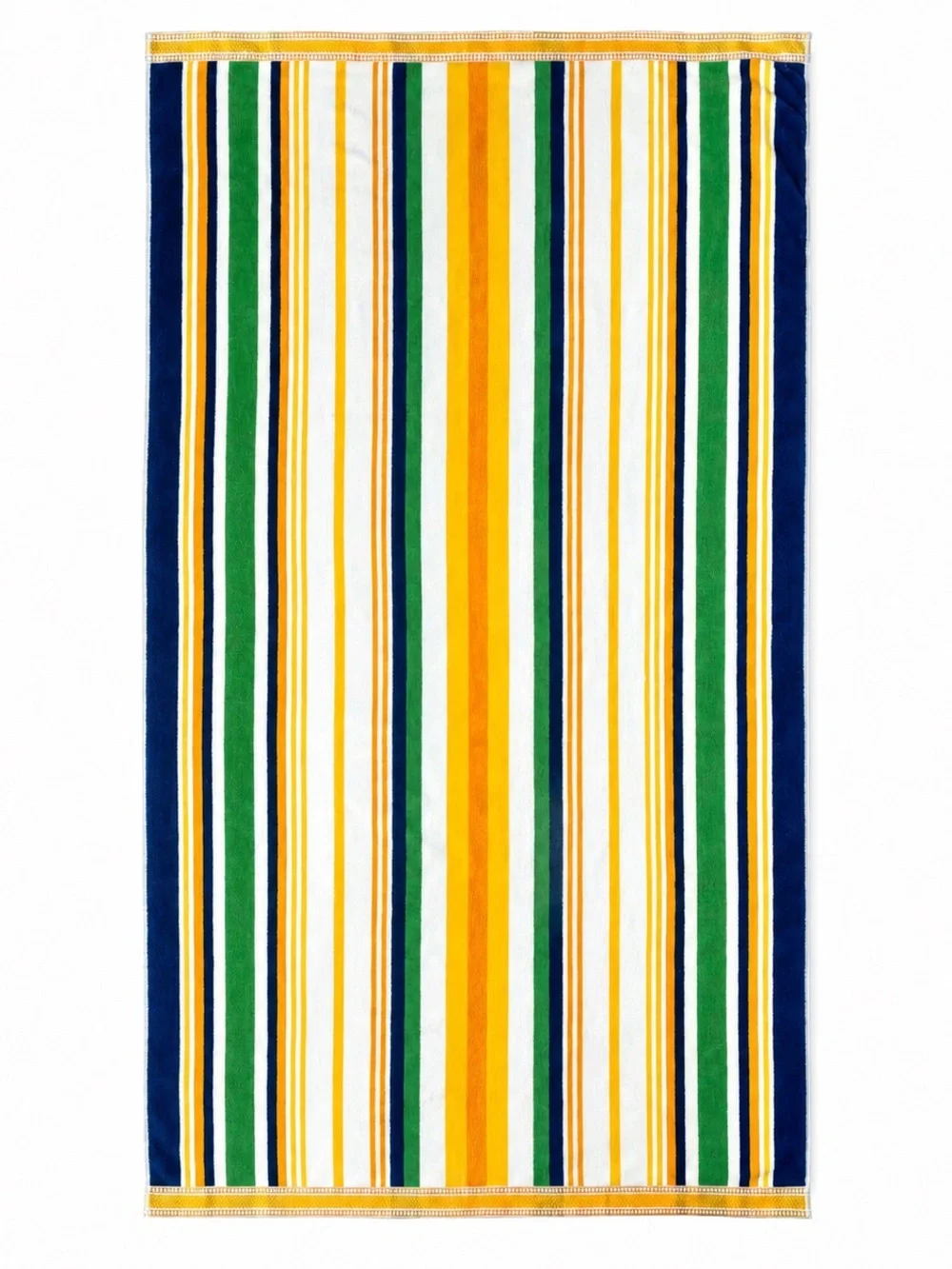 Huge 100% Cotton Striped Beach Towels in Navy, Green, Yellow & White 2 pk 40x72